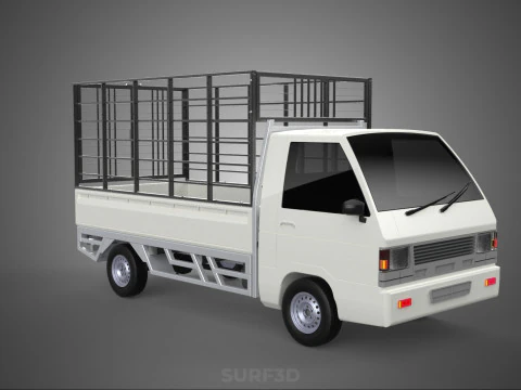 FARM CATTLE PICKUP CAR FLATDECK DELICA L300 TRUCK CAGE CARGO BED 3D Model