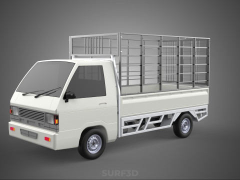 FARM CATTLE PICKUP CAR FLATDECK DELICA L300 TRUCK CAGE CARGO BED Model 3D