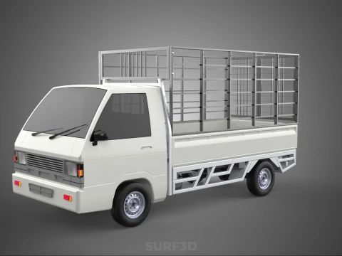 FARM CATTLE PICKUP CAR FLATDECK DELICA L300 TRUCK CAGE CARGO BED 3D Model