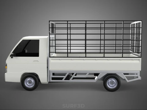 FARM CATTLE PICKUP CAR FLATDECK DELICA L300 TRUCK CAGE CARGO BED 3D Model