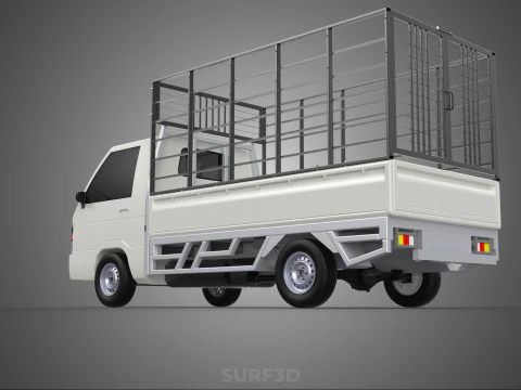 FARM CATTLE PICKUP CAR FLATDECK DELICA L300 TRUCK CAGE CARGO BED 3D Model