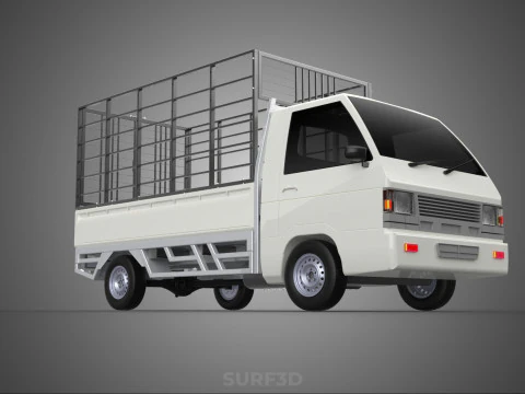 FARM CATTLE PICKUP CAR FLATDECK DELICA L300 TRUCK CAGE CARGO BED 3D Model