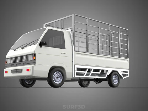 FARM CATTLE PICKUP CAR FLATDECK DELICA L300 TRUCK CAGE CARGO BED 3D Model