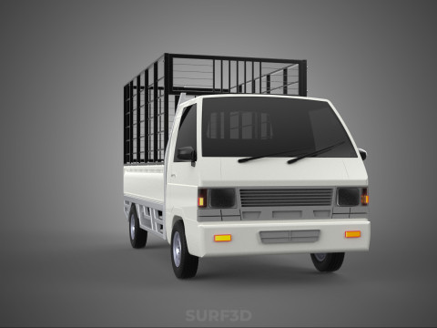 FARM CATTLE PICKUP CAR FLATDECK DELICA L300 TRUCK CAGE CARGO BED Model 3D
