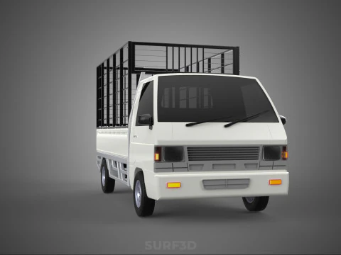 FARM CATTLE PICKUP CAR FLATDECK DELICA L300 TRUCK CAGE CARGO BED 3D Model