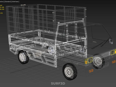 FARM CATTLE PICKUP CAR FLATDECK DELICA L300 TRUCK CAGE CARGO BED 3D Model