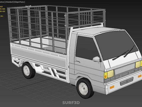 FARM CATTLE PICKUP CAR FLATDECK DELICA L300 TRUCK CAGE CARGO BED 3D Model