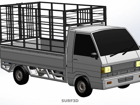 FARM CATTLE PICKUP CAR FLATDECK DELICA L300 TRUCK CAGE CARGO BED 3D Model