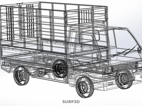 FARM CATTLE PICKUP CAR FLATDECK DELICA L300 TRUCK CAGE CARGO BED 3D Model