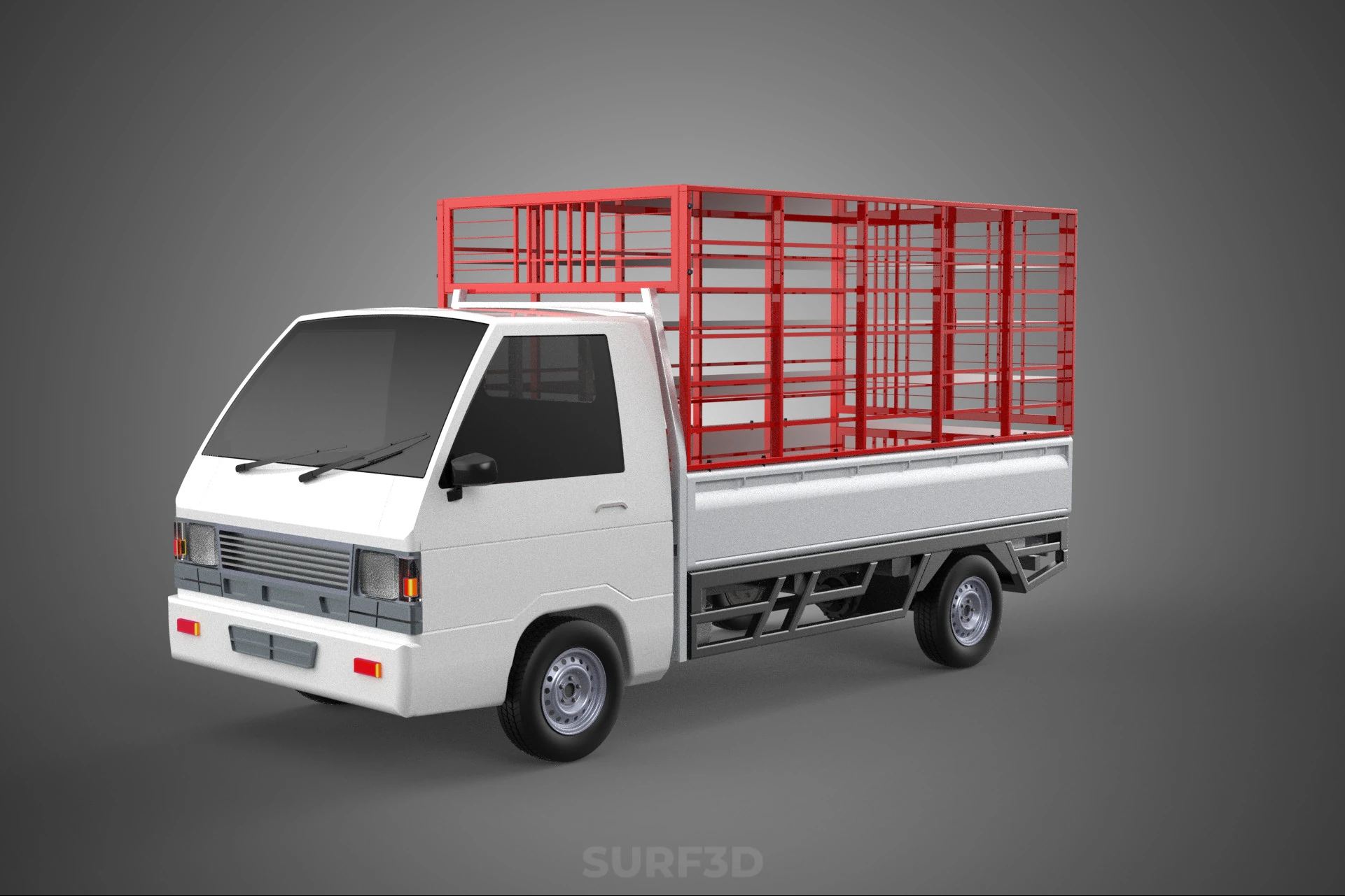 CARRIER POULTRY CHICKENS RACK FENCE CAGE CARGO TRUCK PICKUP CAR 3D Model .c4d .max .obj .3ds .fbx .stl .blend 