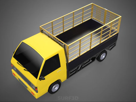 PICKUP TRUCK CAGE TRANSPORT DELIVERY CARGO LOGISTICS COMMERCIAL 3D Model