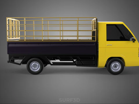 PICKUP TRUCK CAGE TRANSPORT DELIVERY CARGO LOGISTICS COMMERCIAL 3D Model