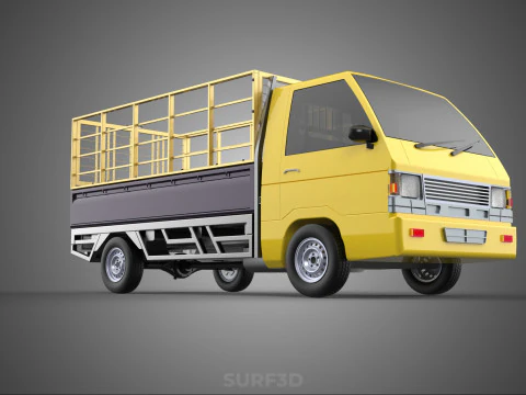 PICKUP TRUCK CAGE TRANSPORT DELIVERY CARGO LOGISTICS COMMERCIAL 3D Model