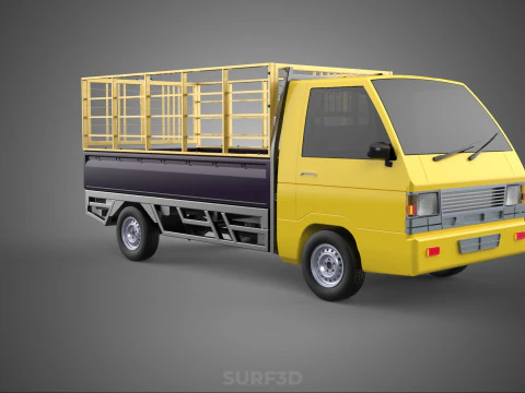 PICKUP TRUCK CAGE TRANSPORT DELIVERY CARGO LOGISTICS COMMERCIAL 3D Model