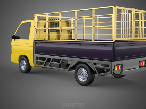 PICKUP TRUCK CAGE TRANSPORT DELIVERY CARGO LOGISTICS COMMERCIAL Modèle 3D