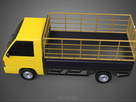 PICKUP TRUCK CAGE TRANSPORT DELIVERY CARGO LOGISTICS COMMERCIAL 3D Model