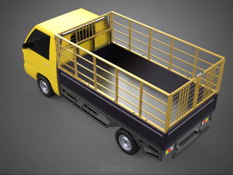PICKUP TRUCK CAGE TRANSPORT DELIVERY CARGO LOGISTICS COMMERCIAL 3D Model
