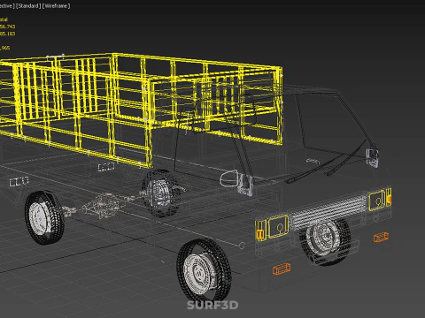 PICKUP TRUCK CAGE TRANSPORT DELIVERY CARGO LOGISTICS COMMERCIAL 3D Model