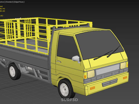 PICKUP TRUCK CAGE TRANSPORT DELIVERY CARGO LOGISTICS COMMERCIAL 3D Model