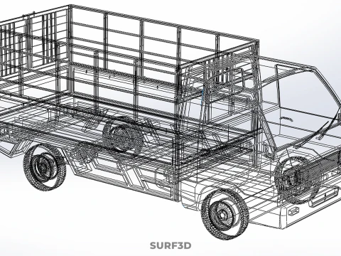 PICKUP TRUCK CAGE TRANSPORT DELIVERY CARGO LOGISTICS COMMERCIAL 3D Model