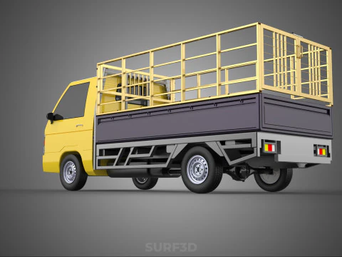 PICKUP TRUCK CAGE TRANSPORT DELIVERY CARGO LOGISTICS COMMERCIAL 3D Model