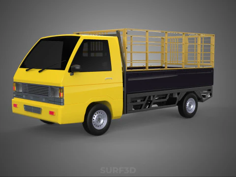 PICKUP TRUCK CAGE TRANSPORT DELIVERY CARGO LOGISTICS COMMERCIAL 3D Model