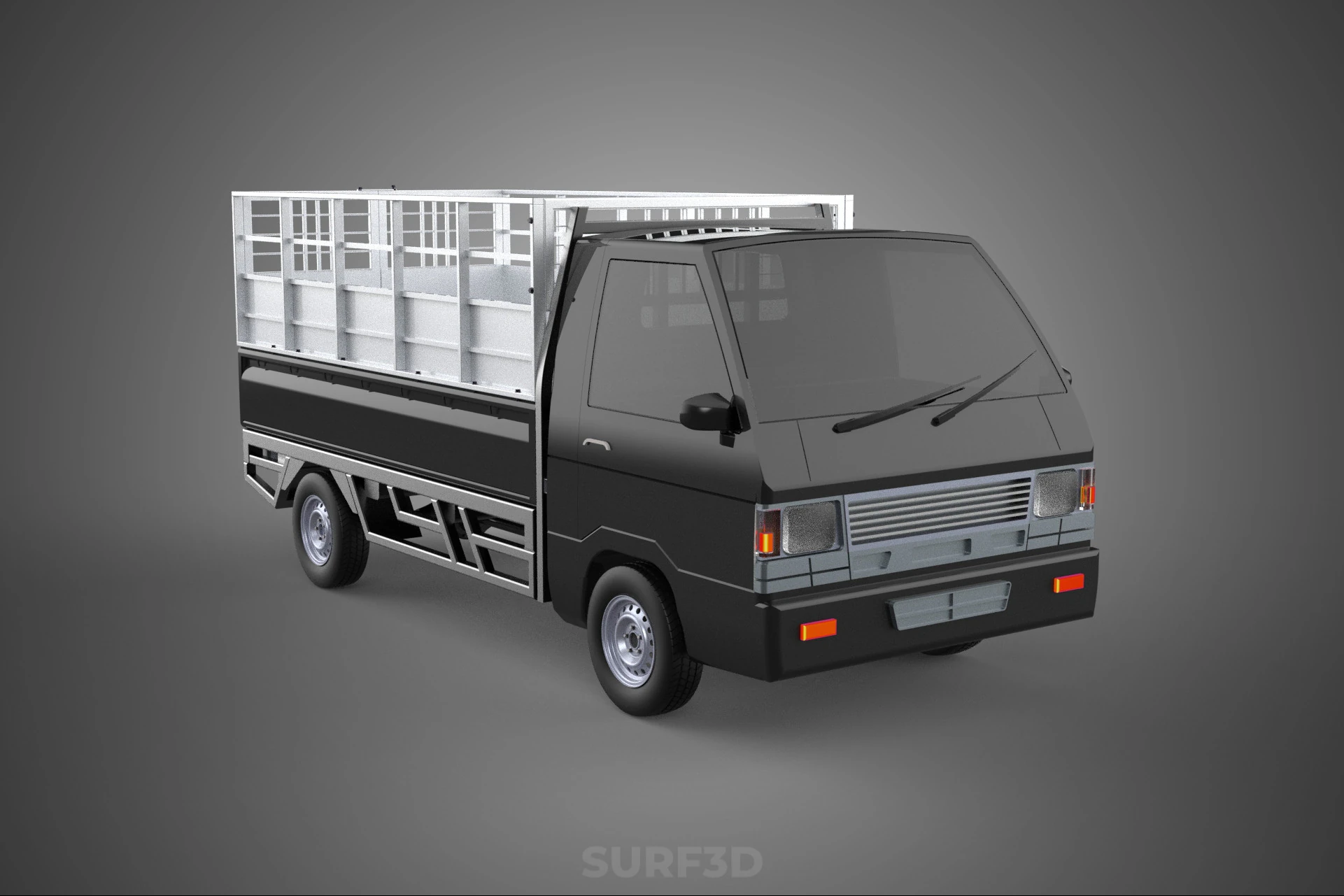 BAKKIE UTE PICKUP CAGE FLAT DECK COLT DELICA L 300 TRUCK CARGO 3D Model .c4d .max .obj .3ds .fbx .stl .blend 