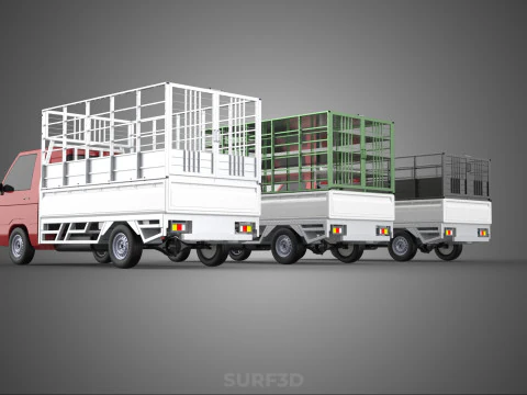 COLLECTION BACK CAGE VEGETABLE FRUIT PICKUP TRUCK CAR VEHICLE 3D Model