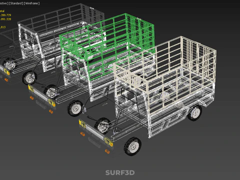 COLLECTION BACK CAGE VEGETABLE FRUIT PICKUP TRUCK CAR VEHICLE 3D Model