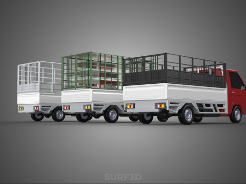 COLLECTION BACK CAGE VEGETABLE FRUIT PICKUP TRUCK CAR VEHICLE 3D Model