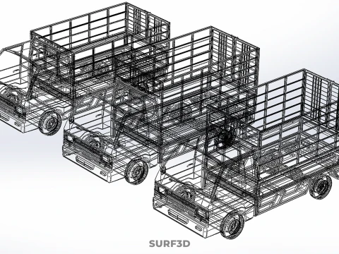 COLLECTION BACK CAGE VEGETABLE FRUIT PICKUP TRUCK CAR VEHICLE 3D Model