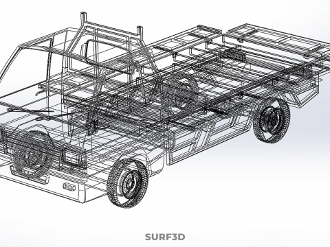 MILITARY PICKUP TRUCK CAR VEHICLE ARMY TACTICAL FLAT BED DECK Modelo 3D