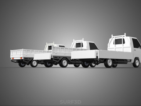 COLLECTION 3 WAY WIDE DECK DROP SIDE LOAD BED BODY PICKUP TRUCK Model 3D