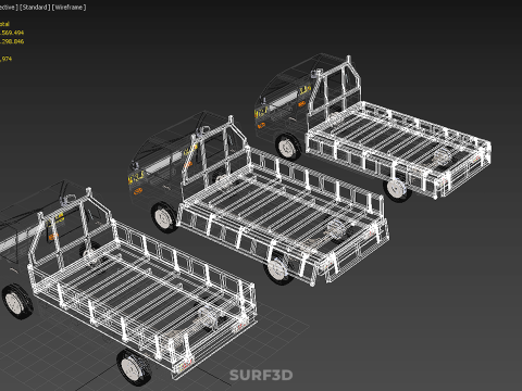 COLLECTION 3 WAY WIDE DECK DROP SIDE LOAD BED BODY PICKUP TRUCK Model 3D