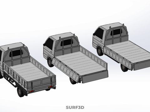COLLECTION 3 WAY WIDE DECK DROP SIDE LOAD BED BODY PICKUP TRUCK Model 3D