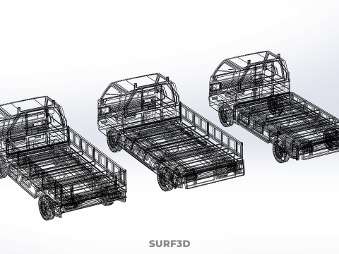 COLLECTION 3 WAY WIDE DECK DROP SIDE LOAD BED BODY PICKUP TRUCK Model 3D