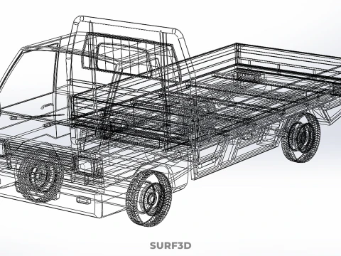 LOAD DROP SIDE BED DUMP BODY GATE DOOR PICKUP TRUCK WIDE DECK 3D Model