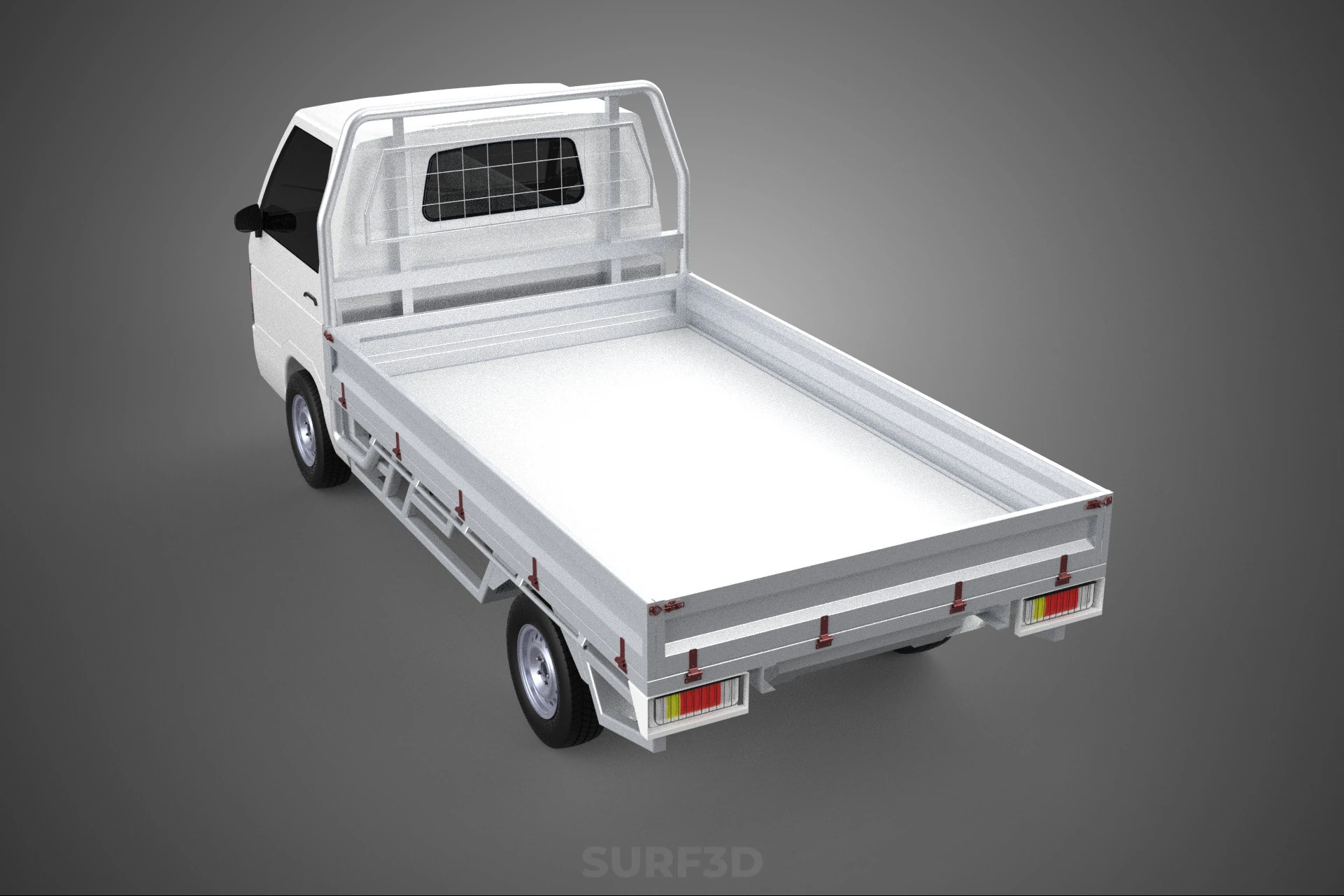 FLAT DECK BED PICKUP TRUCK CAR BOX DROP SIDE CARGO BODY GATE VAN 3D Model .c4d .max .obj .3ds .fbx .stl .blend 