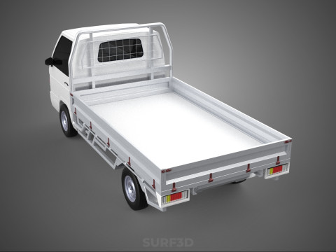 FLAT DECK BED PICKUP TRUCK CAR BOX DROP SIDE CARGO BODY GATE VAN Modello 3D