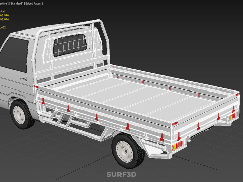 FLAT DECK BED PICKUP TRUCK CAR BOX DROP SIDE CARGO BODY GATE VAN 3Dモデル