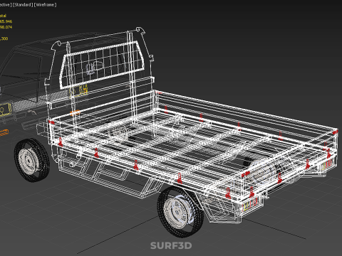 FLAT DECK BED PICKUP TRUCK CAR BOX DROP SIDE CARGO BODY GATE VAN 3Dモデル