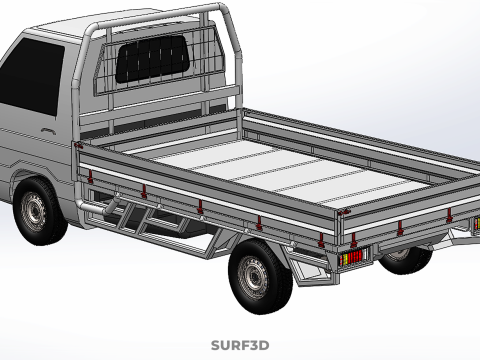 FLAT DECK BED PICKUP TRUCK CAR BOX DROP SIDE CARGO BODY GATE VAN 3Dモデル