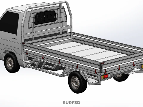 FLAT DECK BED PICKUP TRUCK CAR BOX DROP SIDE CARGO BODY GATE VAN 3D Model