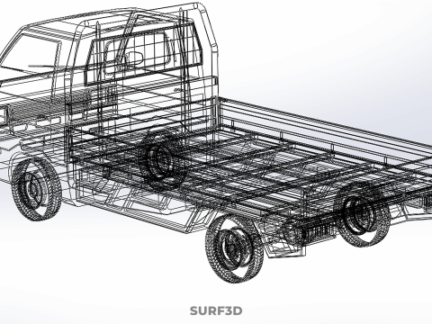 FLAT DECK BED PICKUP TRUCK CAR BOX DROP SIDE CARGO BODY GATE VAN 3Dモデル