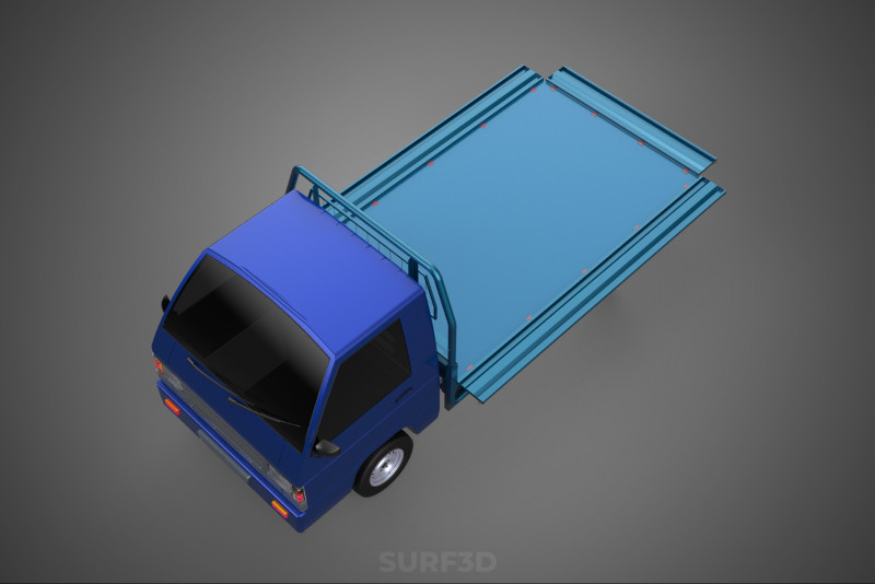 BAKKIE UTE 3 WAY WIDE DECK DROP SIDE LOAD BED PICKUP TRUCK BODY Modèle 3D .c4d .max .obj .3ds .fbx .stl .blend