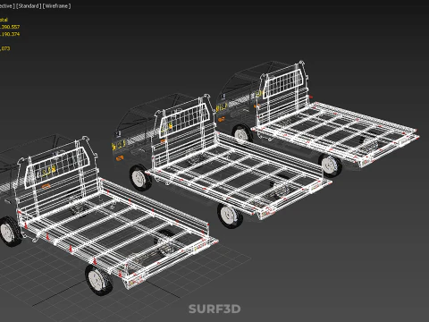 COLLECTION BAKKIE UTE 3 WAY WIDE DECK DROP SIDE BED PICKUP TRUCK Model 3D