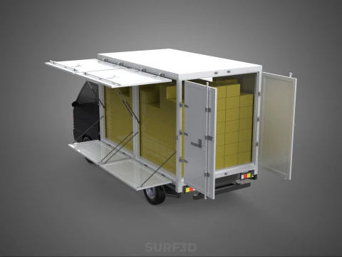 DELIVERY BOX TRUCK PICKUP LOADED BOXES CARGO FREIGHT CUBE VAN 3D Model