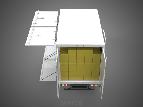 DELIVERY BOX TRUCK PICKUP LOADED BOXES CARGO FREIGHT CUBE VAN 3D Модель