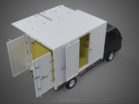 DELIVERY BOX TRUCK PICKUP LOADED BOXES CARGO FREIGHT CUBE VAN 3D Модель