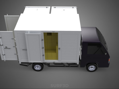 DELIVERY BOX TRUCK PICKUP LOADED BOXES CARGO FREIGHT CUBE VAN 3D Модель
